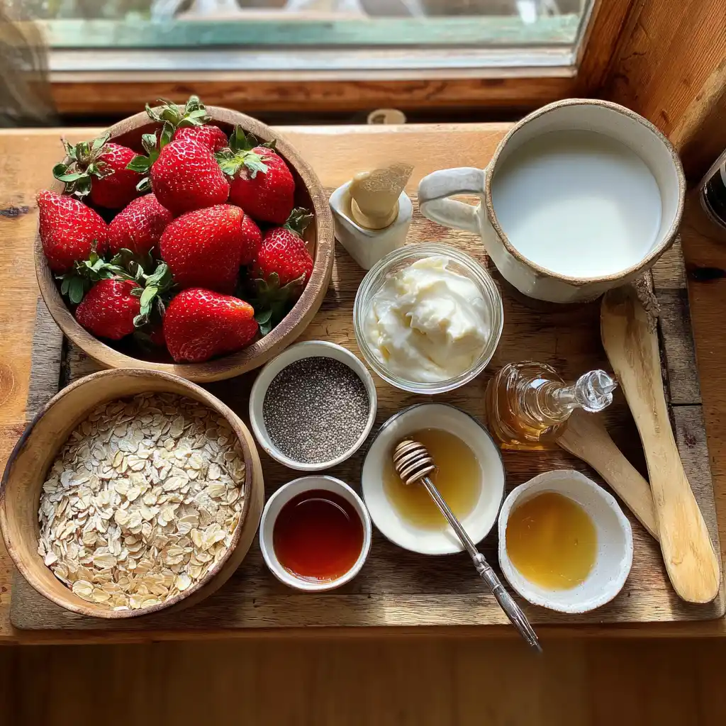 Overnight Oats aux Fraises et Graines de Chia