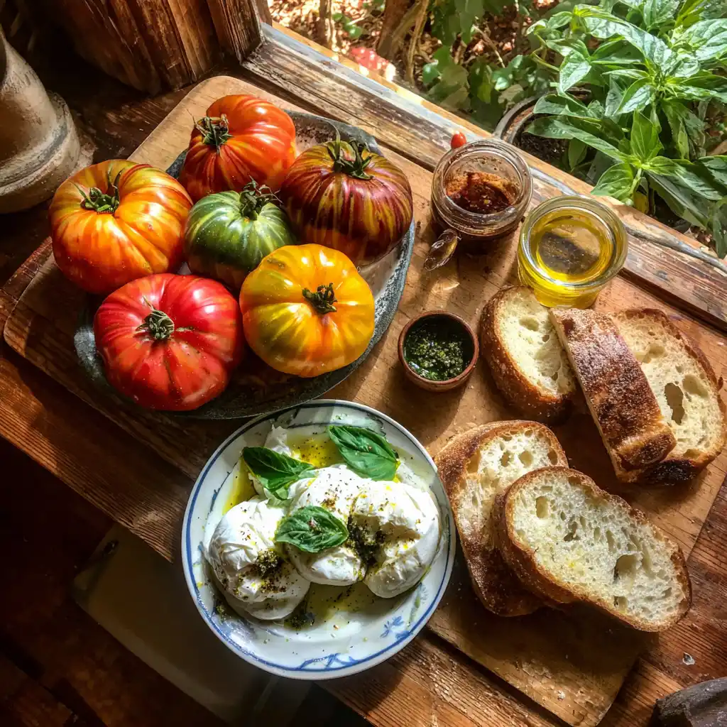Tartines Burrata, Tomates