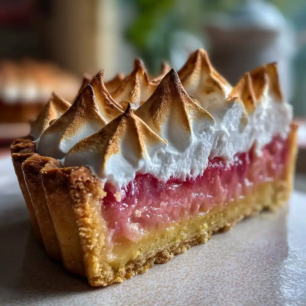 tarte à la rhubarbe meringuée