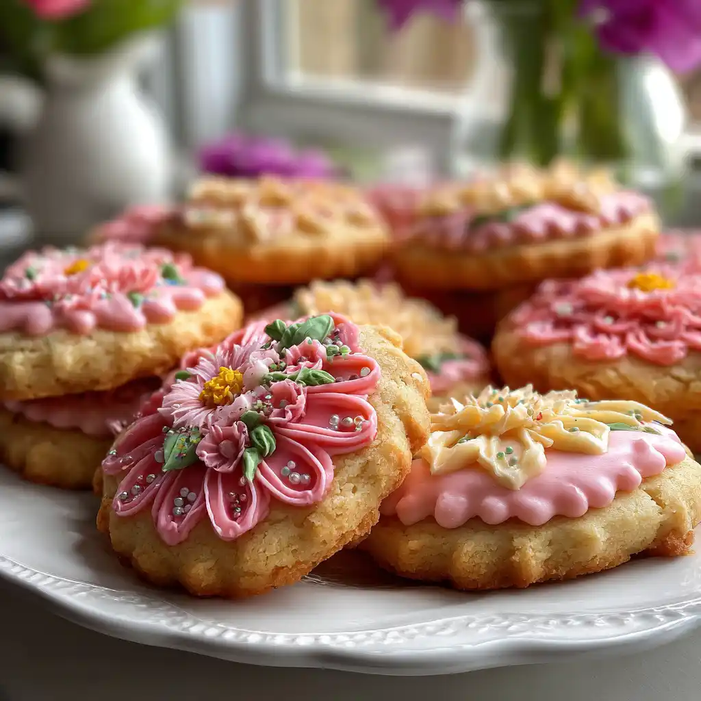 Gros plan sur les biscuits sablés décorés de glaçage
