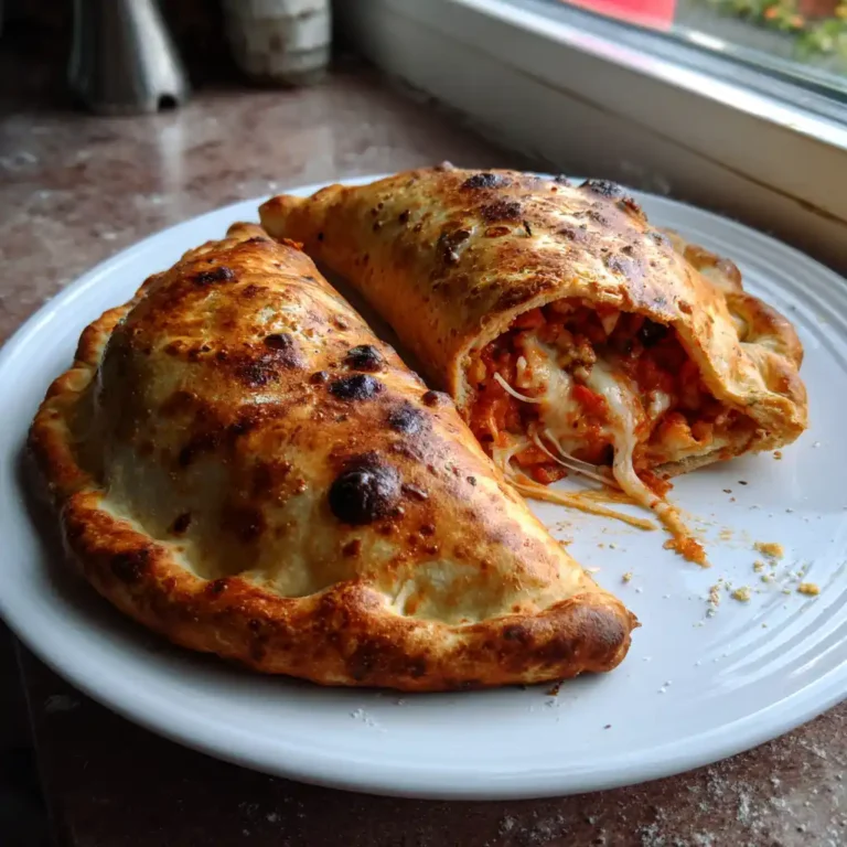Calzone maison farcie dorée et croustillante avec garniture visible