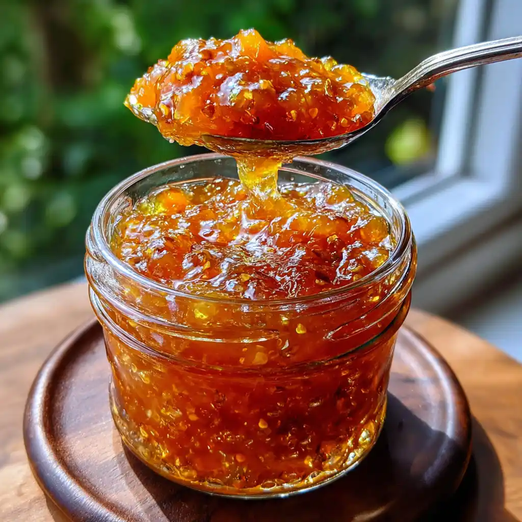 Pots de confiture d'abricots vanille maison fermés et retournés pour créer le vide