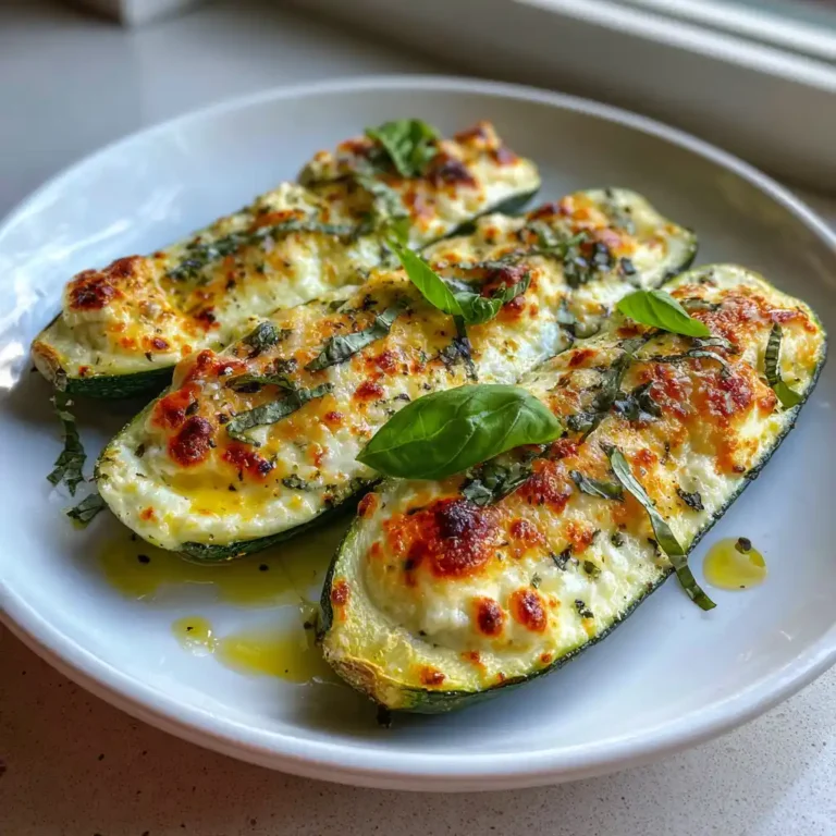 Courgettes farcies à la ricotta et basilic dorées sorties du four