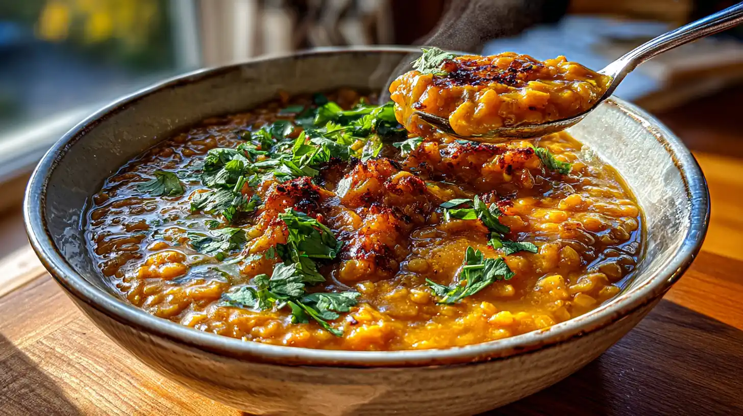 Curry de lentilles corail : le dahl indien réconfortant et savoureux