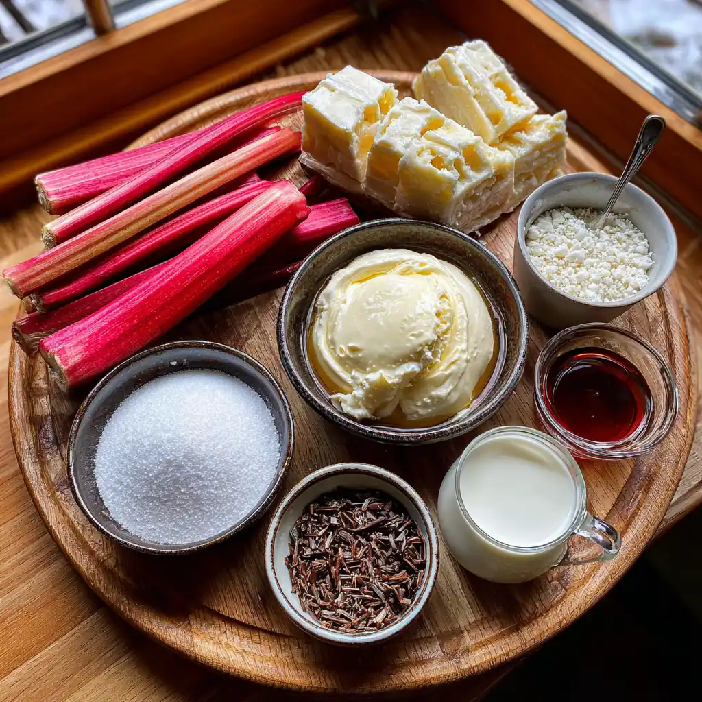Ingrédients pour la glace rhubarbe vanille