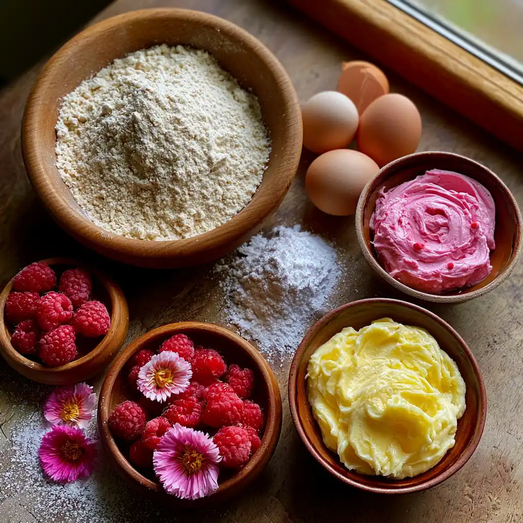 Ingrédients pour les macarons roses