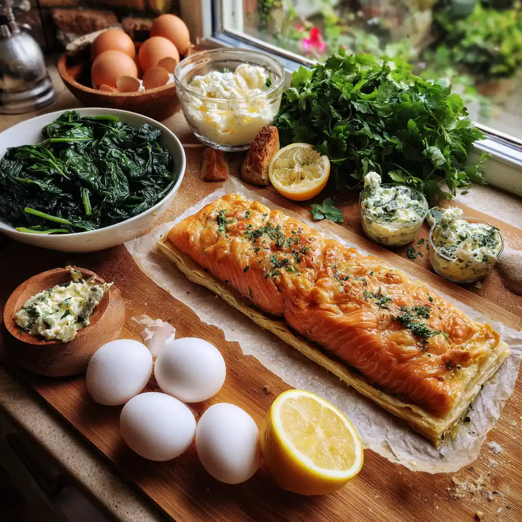 Ingrédients pour le saumon en croûte feuilletée