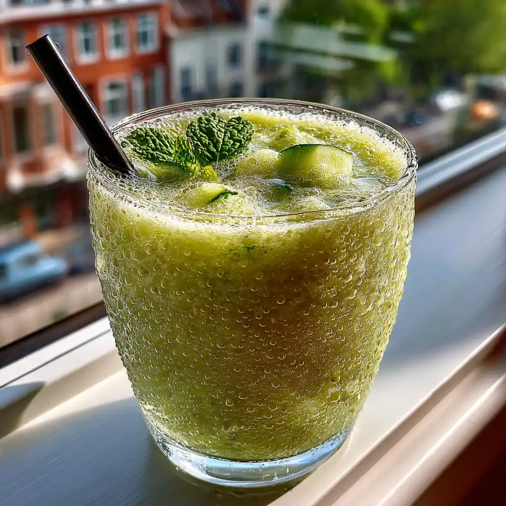 melon concombre et menthe dans un blender prêts à mixer