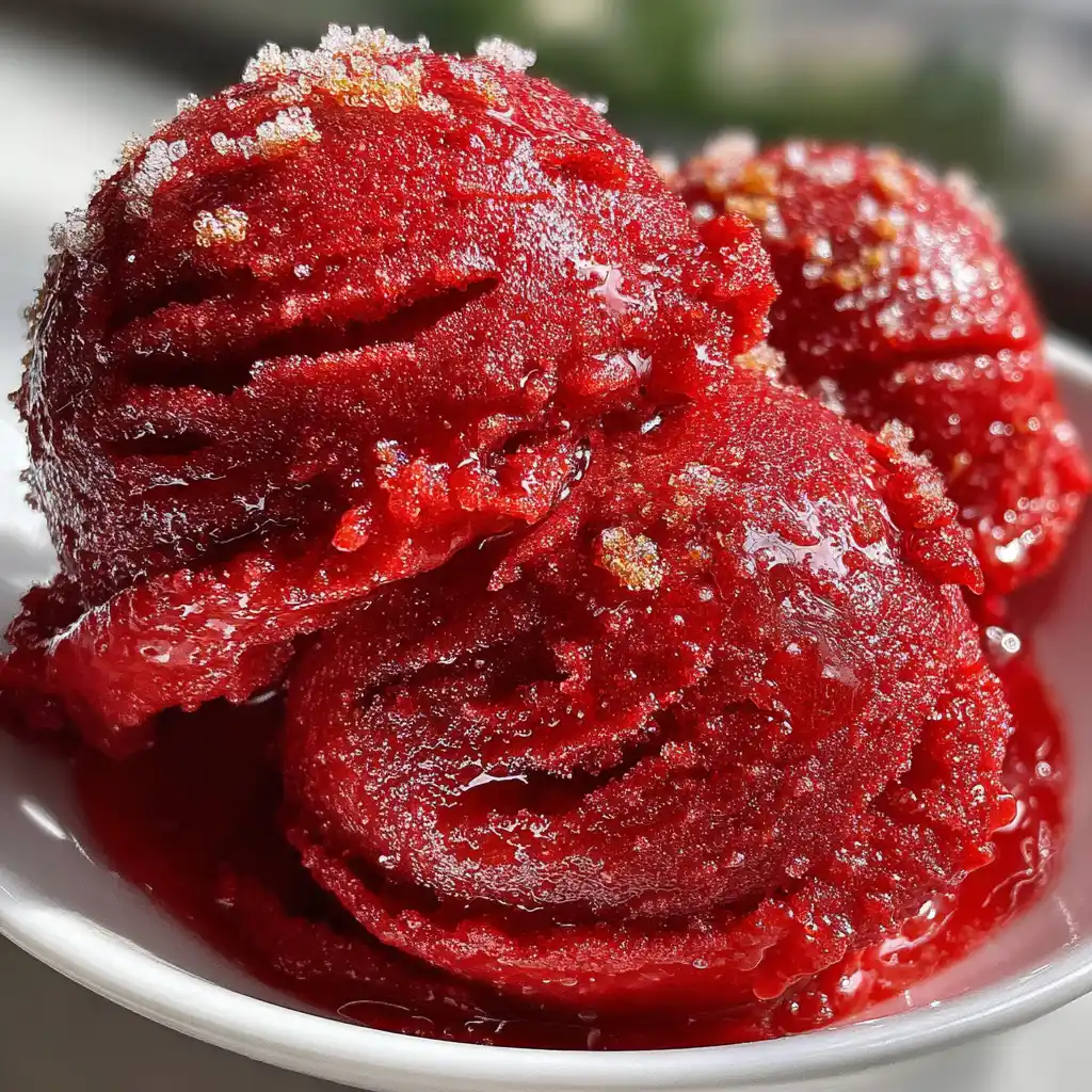 Gros plan sur le sorbet fraises maison express avec sa couleur rose vif naturelle