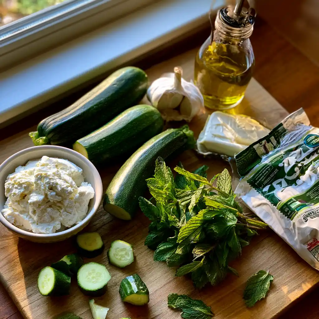 Ingrédients des verrines courgettes chèvre menthe