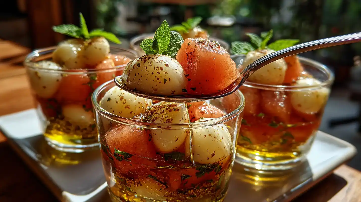 Verrines melon mozzarella et menthe : l’entrée d’été fraîche et élégante en 15 minutes