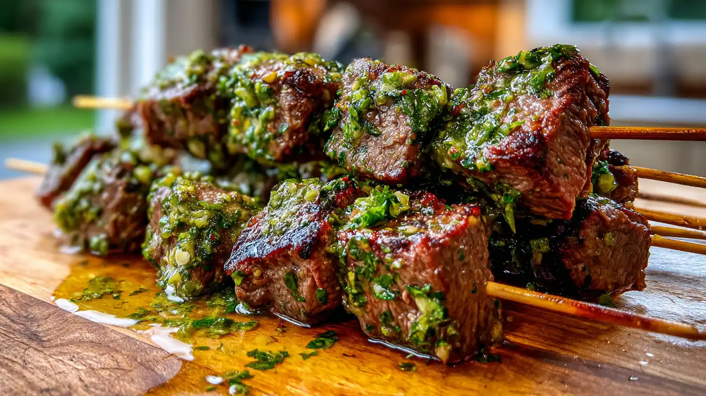 Brochettes de bœuf marinées chimichurri : le barbecue argentin qui réveille tes grillades