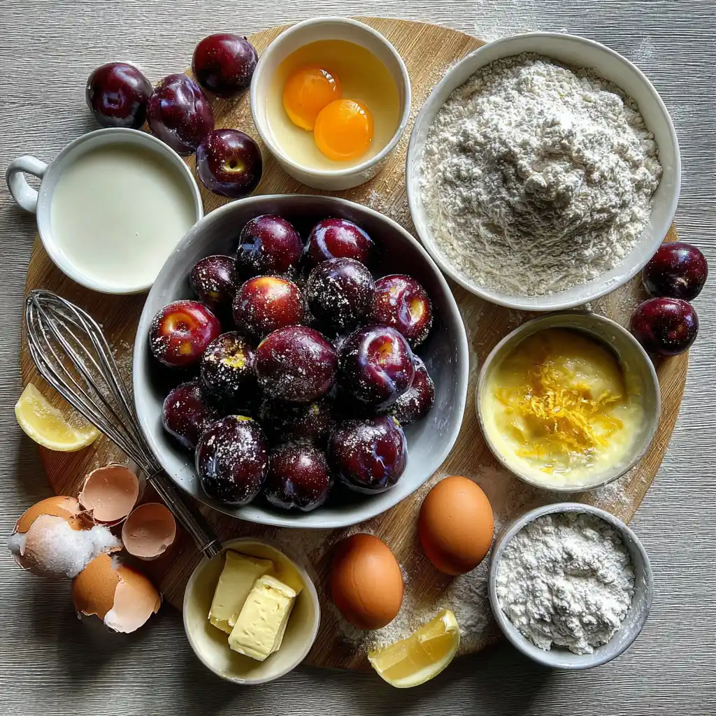 Ingrédients nécessaires pour préparer un clafoutis aux prunes maison