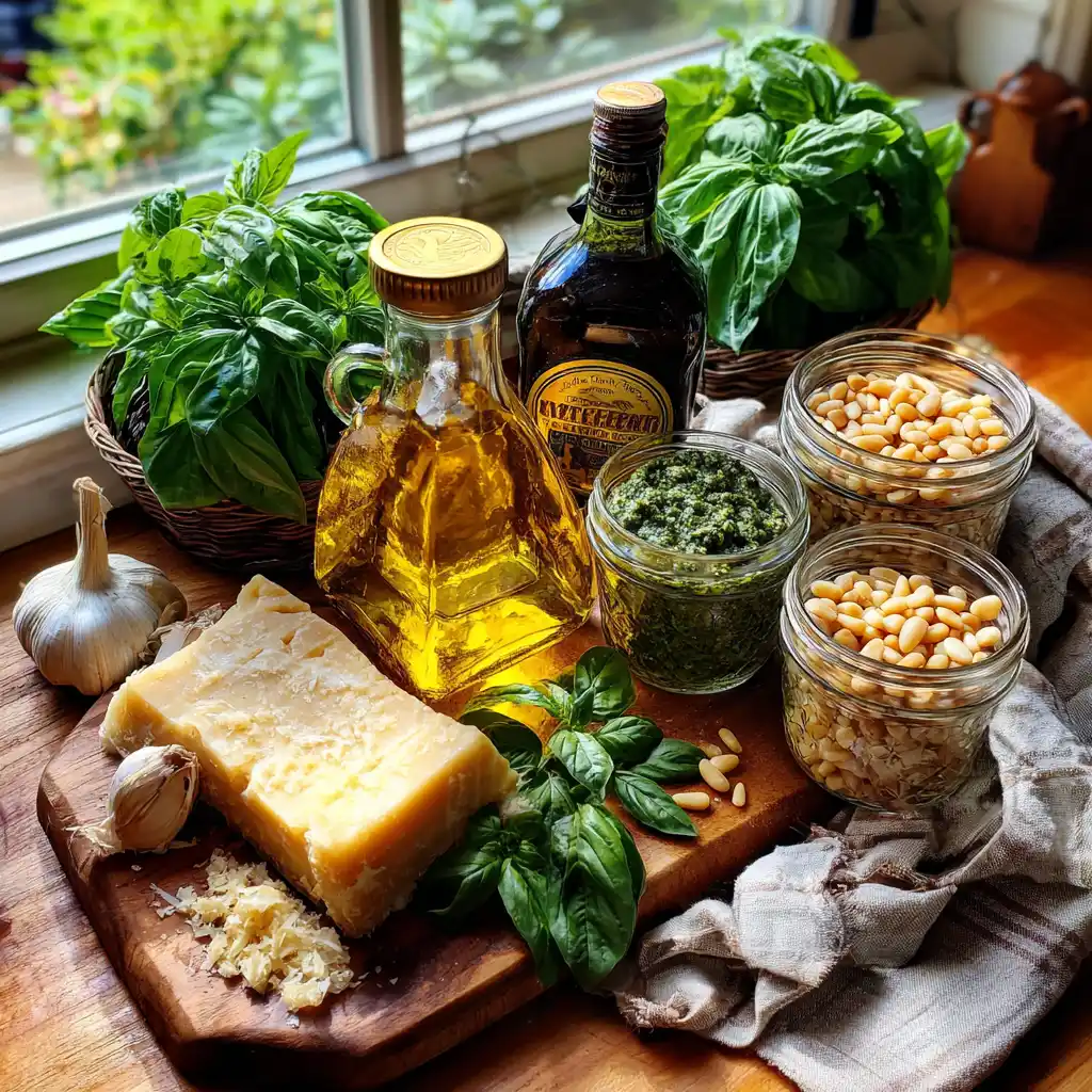 Ingrédients nécessaires pour préparer un pesto maison au basilic frais