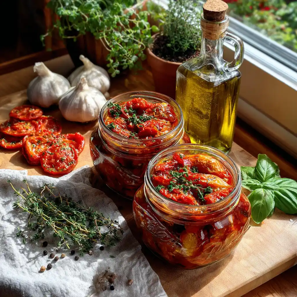 Ingrédients nécessaires pour préparer des tomates séchées à l'huile d'olive maison